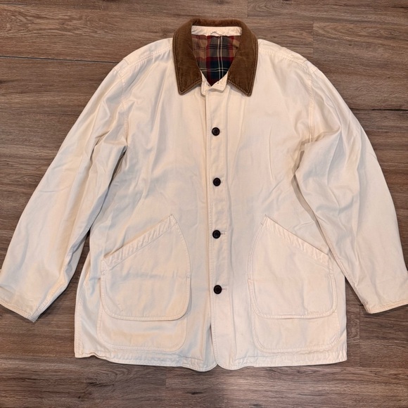 Lands End Jacket Mens Button Close Canvas Flannel Lined Collar Vtg XL - Picture 1 of 7